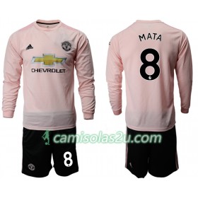 Camisolas de Futebol Manchester United MATA 8 Criança Equipamento Alternativa 2018/19 Manga Comprida